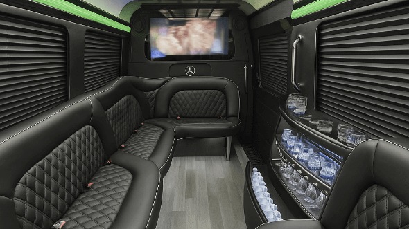 Interior of Biloxi Party Bus Company's 14 Passenger Sprinter Limousine in Biloxi
