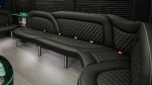 Interior of Tupelo Party Bus Company's 14 Passenger Sprinter Limousine in Tupelo