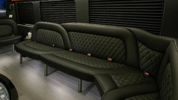 Interior of Clinton Party Bus Company's 15 Passenger Party Bus in Clinton