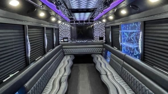 Interior of Clinton Party Bus Company's 25 Passenger Party Bus in Clinton