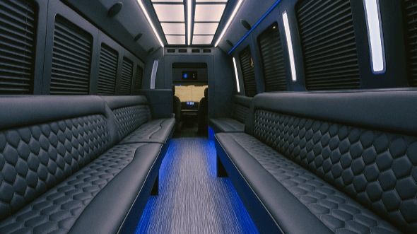 Interior of Mississippi Party Bus Company's 28 Passenger Party Bus in Mississippi