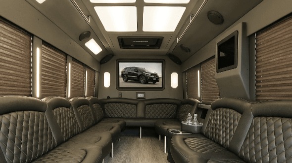 Interior of Oxford Party Bus Company's 28 Passenger Party Bus in Oxford