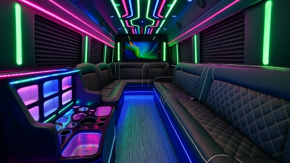 Interior of Pearl Party Bus Company's 28 Passenger Party Bus in Pearl