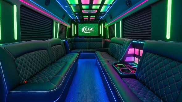 Interior of Ridgeland Party Bus Company's 30 Passenger Party Bus in Ridgeland