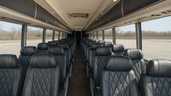 Interior of Mississippi Party Bus Company's 40 Passenger Charter Bus in Mississippi