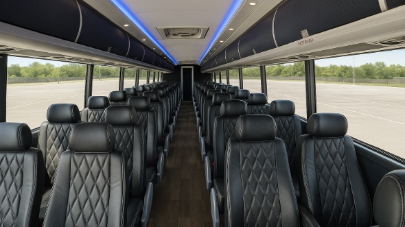 Interior of Mississippi Party Bus Company's 47 Passenger Charter Bus in Mississippi