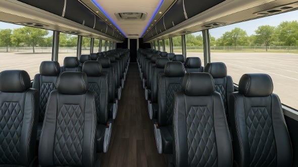 Interior of Mississippi Party Bus Company's 48 Passenger Charter Bus in Mississippi