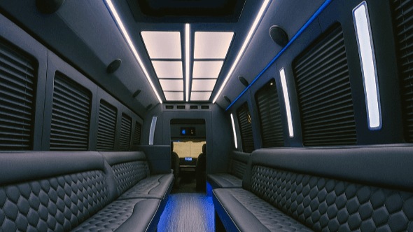 Interior of Greenville Party Bus Company's 50 Passenger Party Bus in Greenville