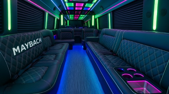Interior of Olive Branch Party Bus Company's 50 Passenger Party Bus in Olive Branch