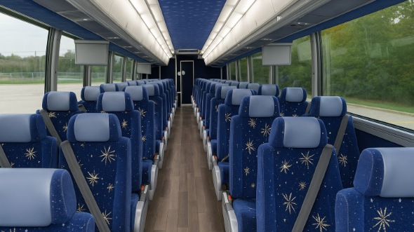 Interior of Mississippi Party Bus Company's 55 Passenger Charter Bus in Mississippi